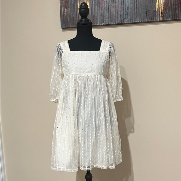 wonder nation Other - Elegant Off White/Cream Dress with Sheer Sleeves